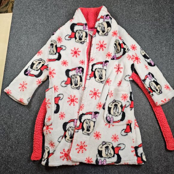 Disney Minnie Mouse Toddler Bath Robe Size 3T Christmas Winter Santa Claus Cozy - Picture 3 of 9